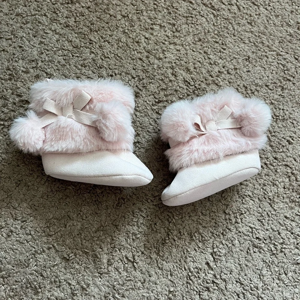 Stepping Stones Fuzzy Pink Booties